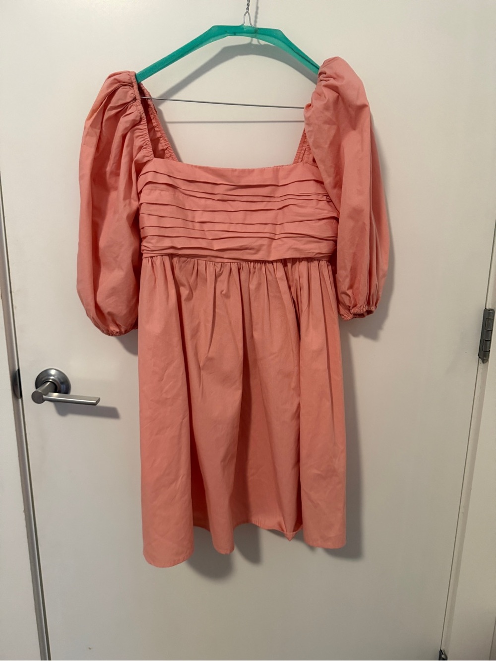 Abercrombie & Fitch Pink Puff Sleeve Square Neck Mini Dress